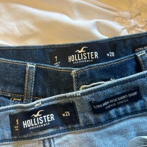 Hollister Dark and Light Blue Denim Shorts